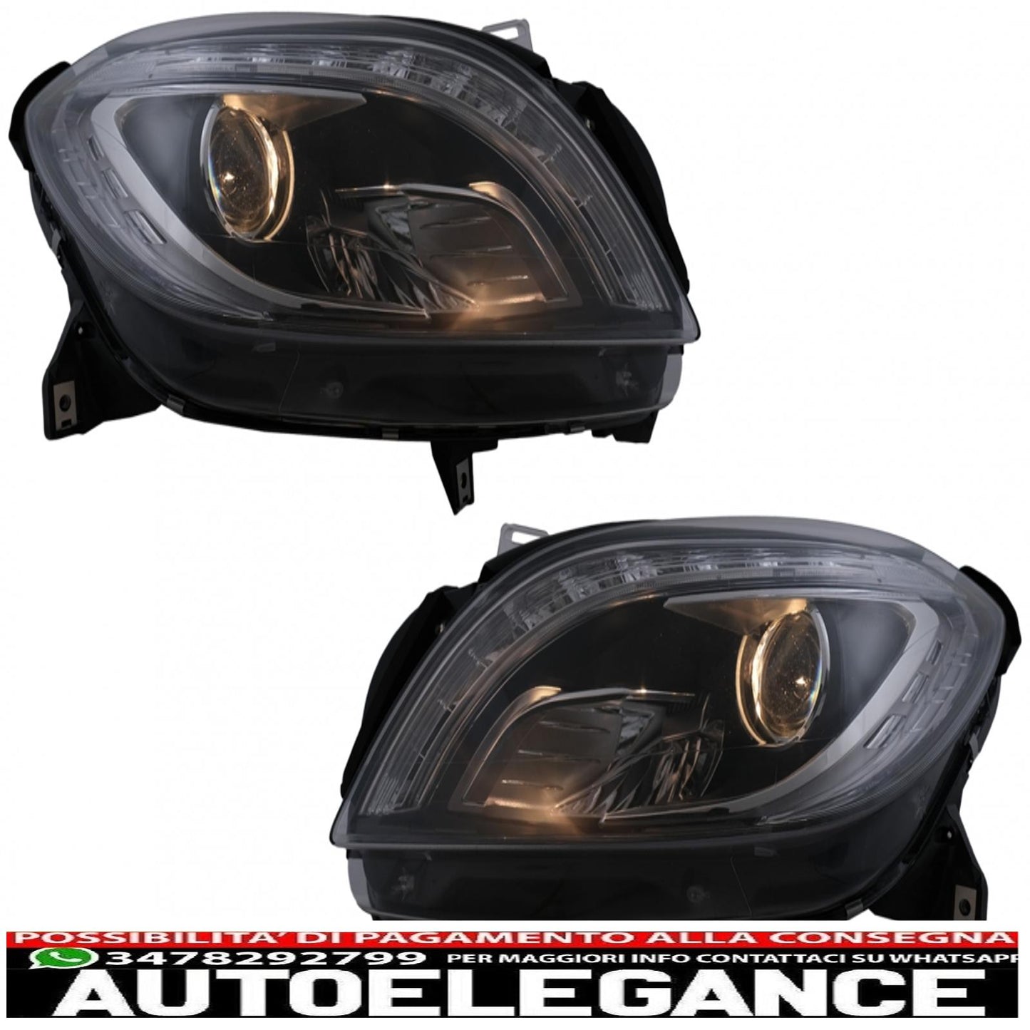 led headlights suitable for mercedes m-class w166 (2012-2015) black 