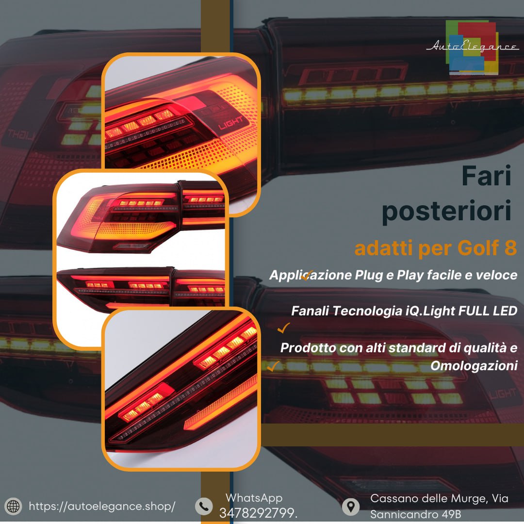 FARI POSTERIORI ADATTI PER VW GOLF 8 HATCHBACK 2020+ FULL LED DINAMICI