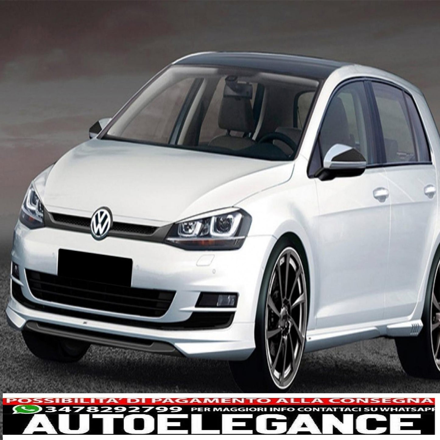 Front Bumper Lip Extension Spoiler Fit For VW Golf VII 7 5G Pre-Facelift (2013-2017) Gloss Black &amp; White