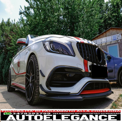 central grille suitable for mercedes a-class w176 restyling (09.2015-2018) a45 gt-r design panamericana all black
