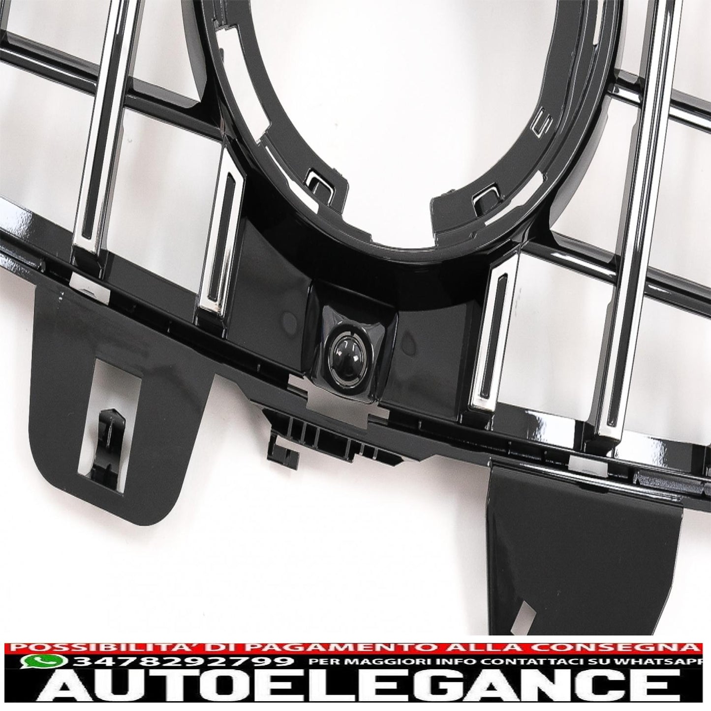 central grille suitable for mercedes v class w447 facelift (2020 onwards) gt r design panamericana black chrome