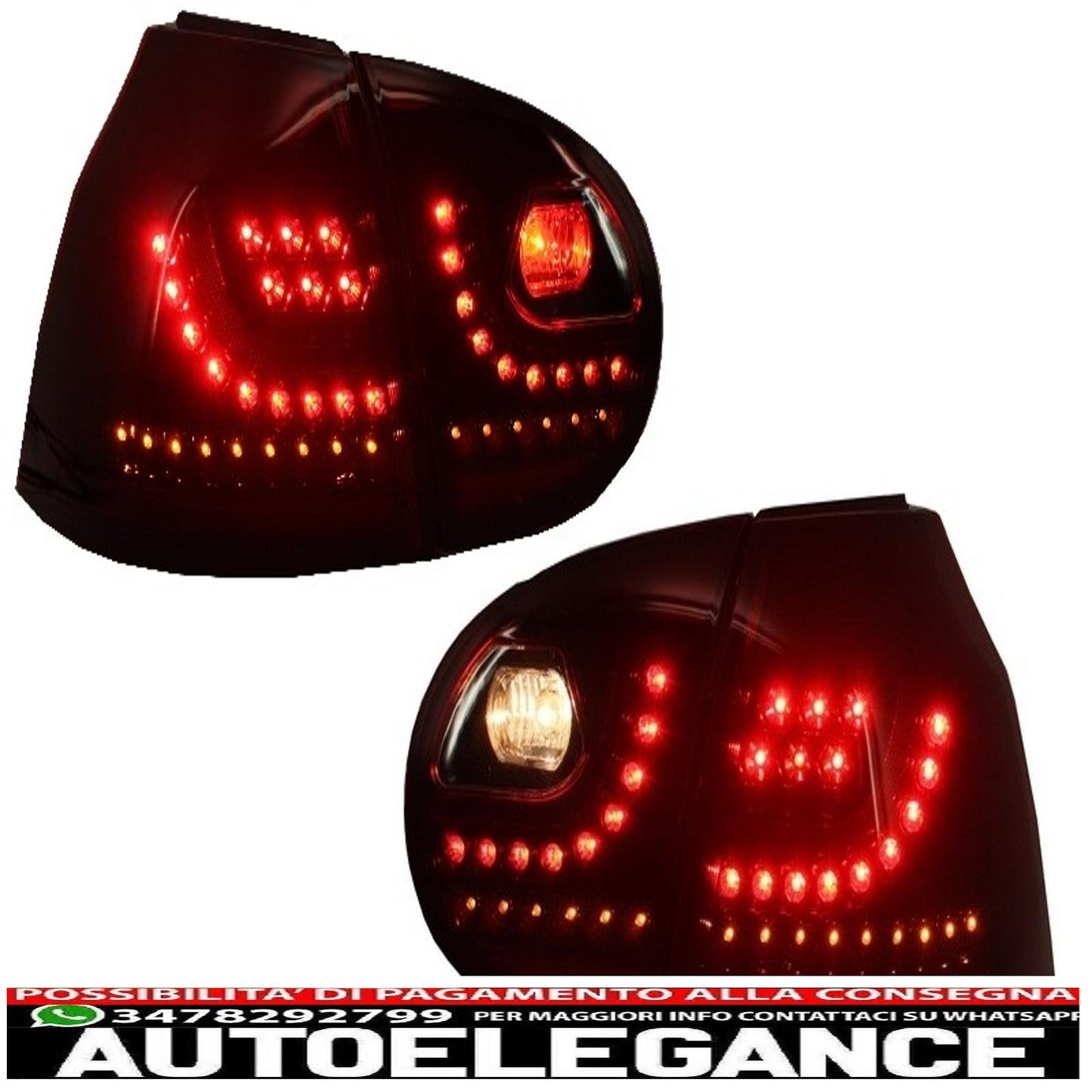 led rear lights suitable for vw golf v 5 (2004-2009) left hand drive (lhd) cherry red urban style