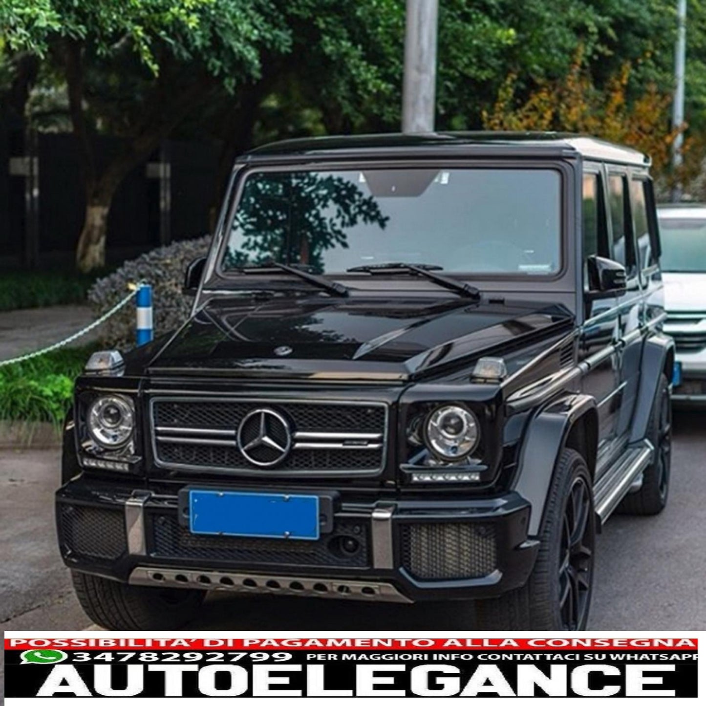 Piastra paramotore in alluminio per paraurti anteriore, pacchetto fuoristrada, protezione anti-corsa, adatta per Mercedes Classe G W463 (1989-2017), design 4x4.