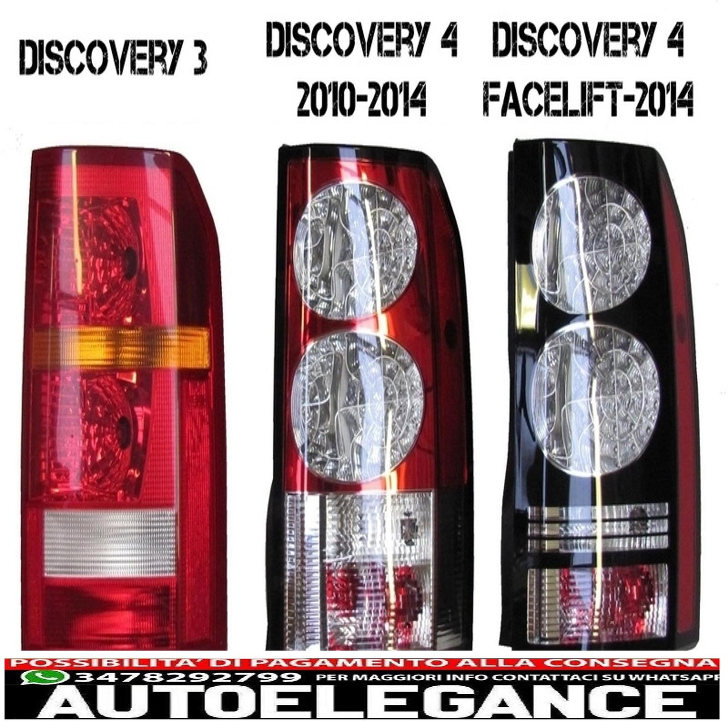 LED rear lights suitable for Land Rover Discovery III 3 and IV 4 (2004-2016) black conversion to restyling look
