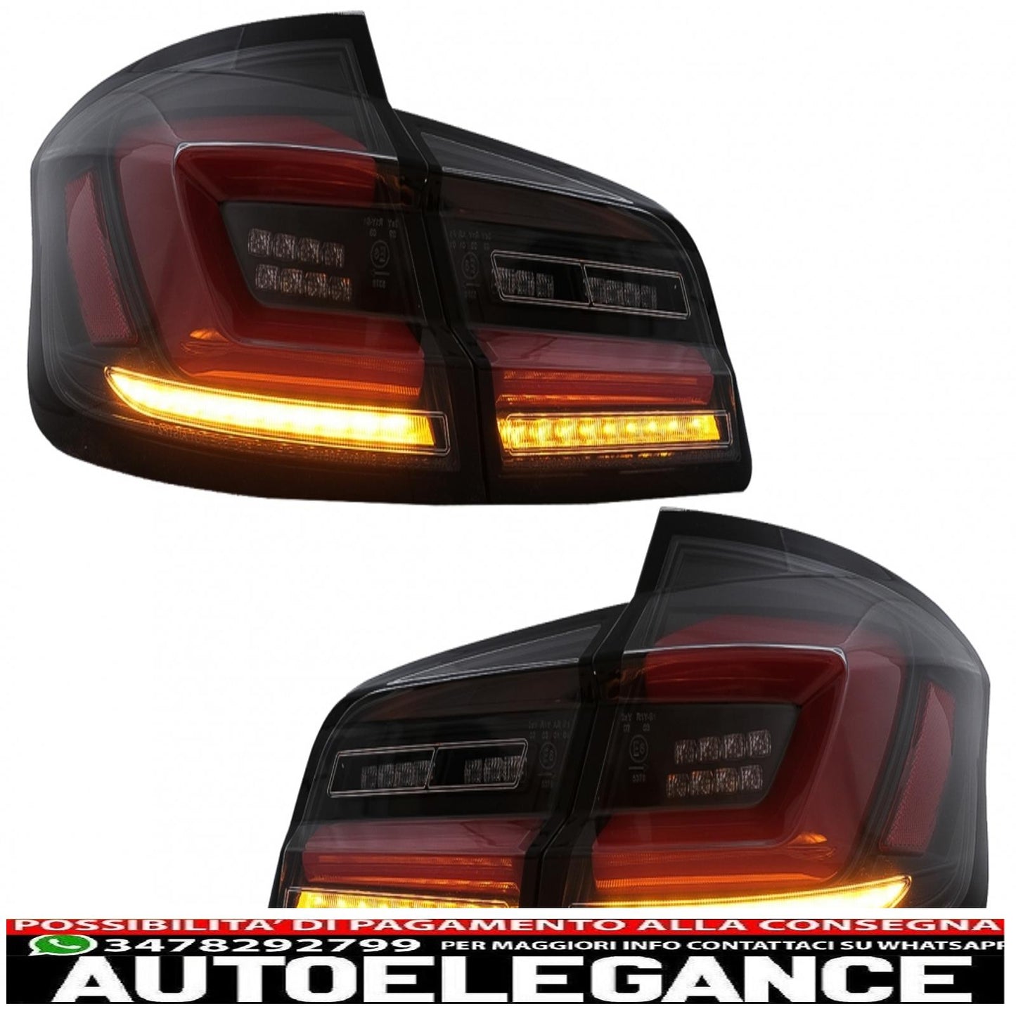 Full LED bar rear lights suitable for BMW 5 Series F10 (2011-2017) Dynamic sequential direction indicators black line