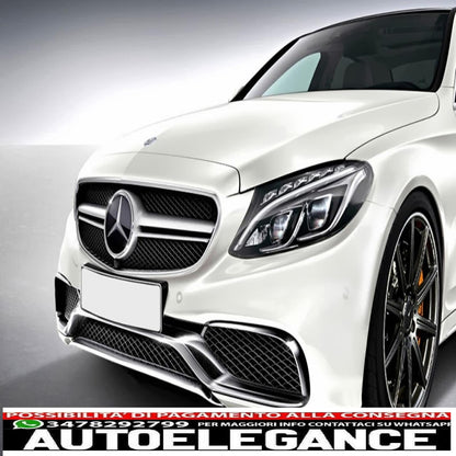 griglia anteriore adatta per mercedes classe c w205 s205 c205 a205 (2014-2018) c63 design argento