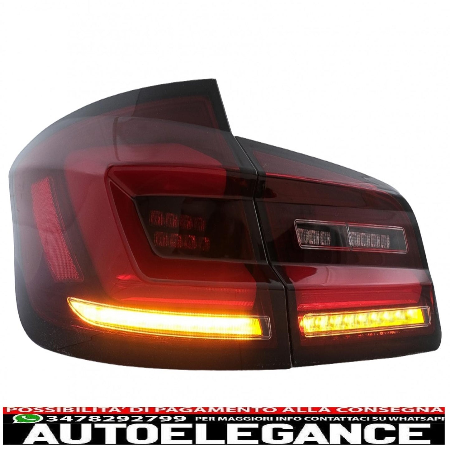 fanali posteriori full led adatti per bmw serie 5 f10 (2011-2017) indicatori di direzione sequenziali dinamici fumé rosso