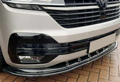SPLITTER ANTERIORE ADATTO PER VW TRANSPORTER T6.2 2020+ NERO LOOK SPORTIVO