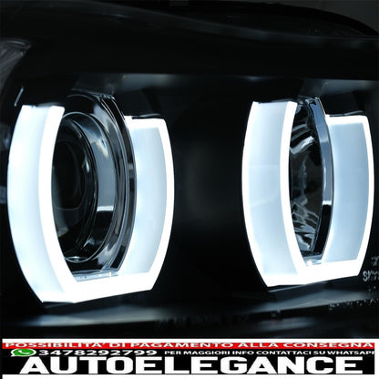 u-led 3d halogen headlights suitable for bmw 3 series e90 limousine e91 touring (03.2005-08.2008) left black