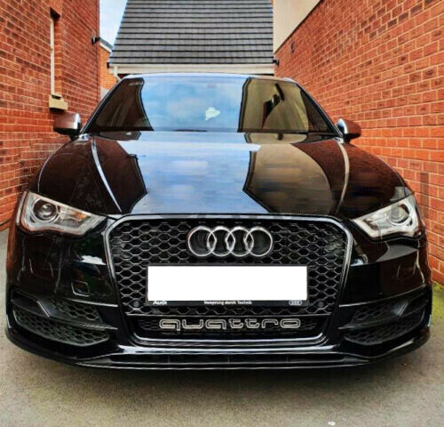 FRONT GRILLE FOR AUDI A3 8V 2012-2015 HONEYCOMB BLACK RS3 BLACK ABS QUATTRO