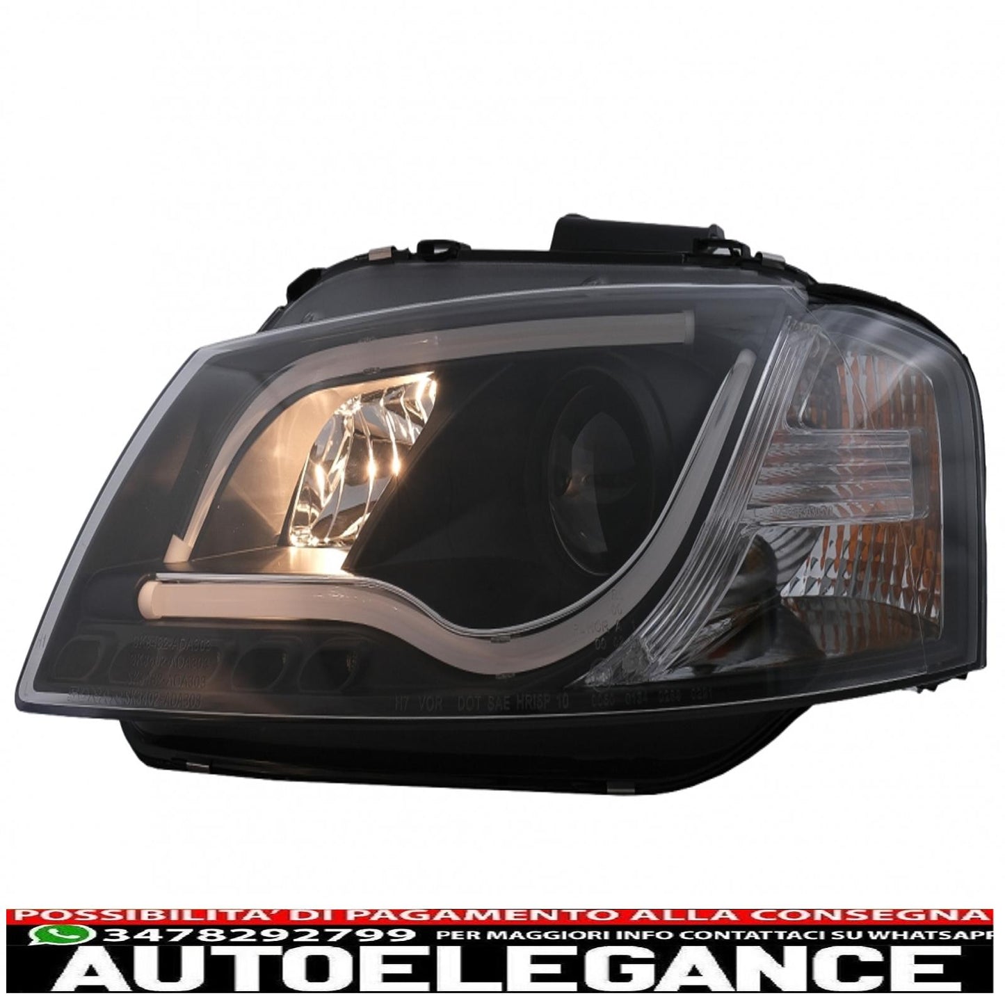 drl led headlights suitable for audi a3 8p (05.2003-03.2008) black 