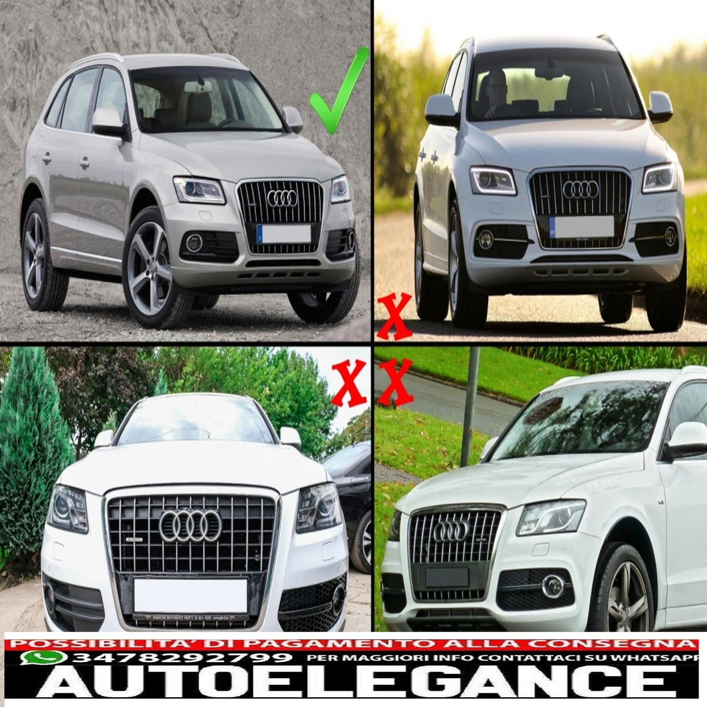 Copri fendinebbia griglie laterali adatti per audi q5 suv 8r facelift (2012-2016) completamente nero design rs AUTOELEGANCERICAMBI