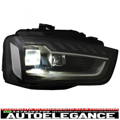 full led headlights suitable for audi a4 b8.5 facelift (2012-2015) dynamic sequential cornering lights black design a4 b9.5