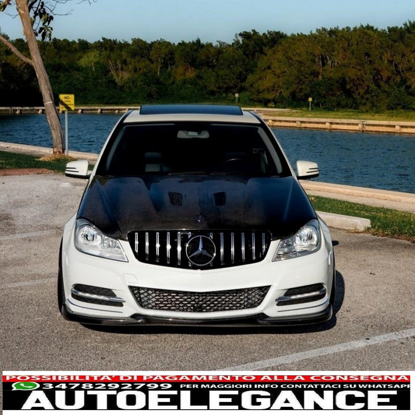 front grill suitable for mercedes c class w204 s204 limousine station wagon (2007-2014) gt-r design panamericana chrome