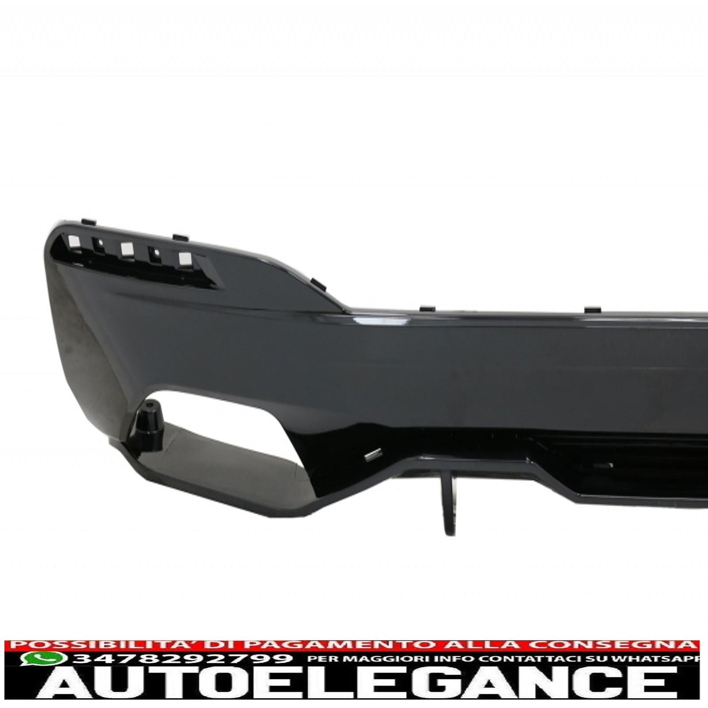 Diffusore per paraurti posteriore adatto per BMW Serie 5 G30 G31 Limousine Touring (2017 in poi) con terminali di scarico m Performance Design Nero Piano