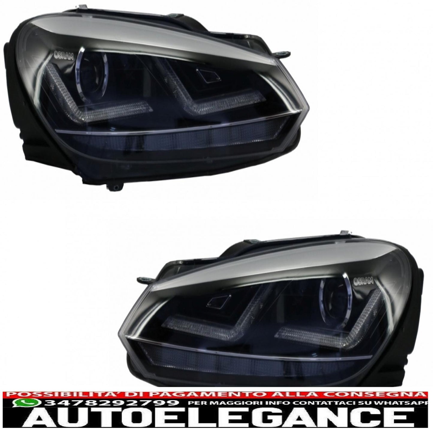 Osram xenon upgrade fari ledriving adatti per vw golf 6 vi (2008-2012) luci di svolta sequenziali dinamiche a led cromate