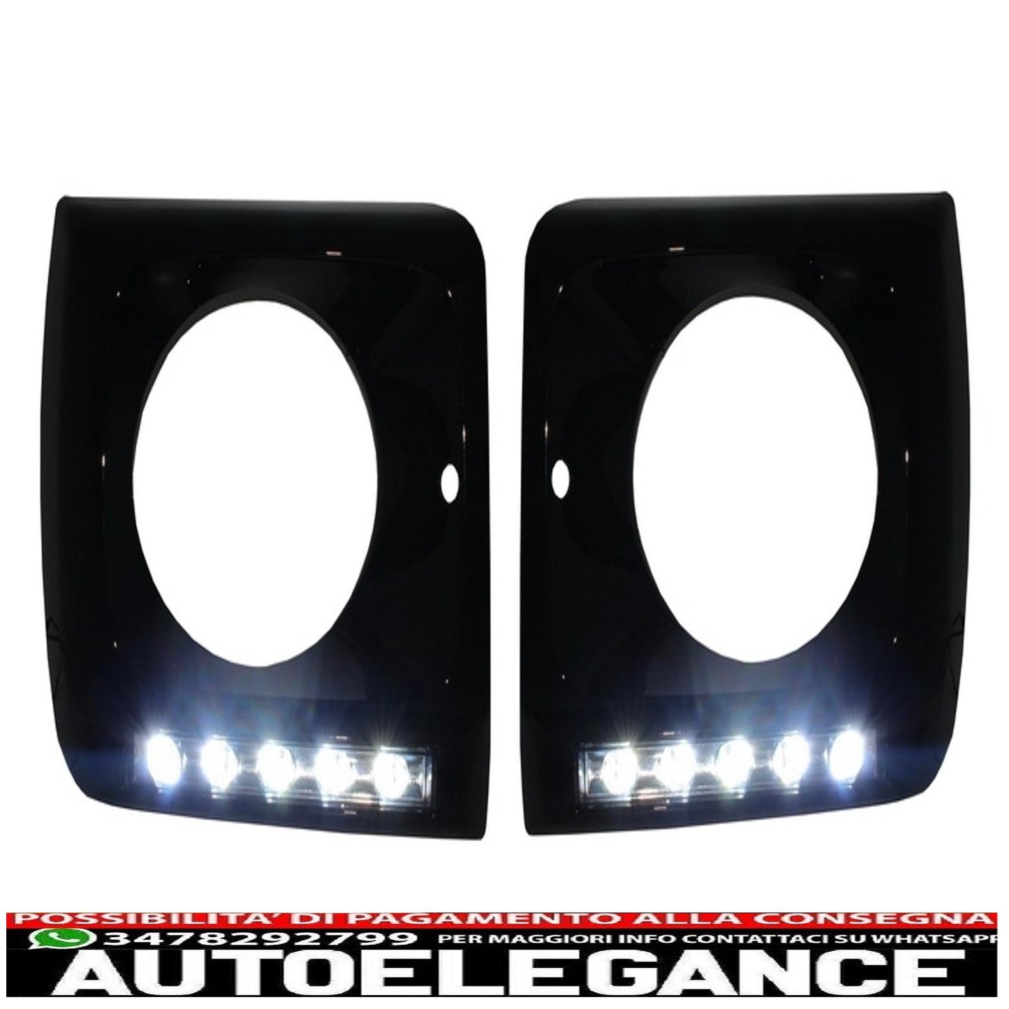 coperture fari nere con led drl luci diurne cromate adatte per mercedes classe g w463 (1989-up) design g65 nero AUTOELEGANCERICAMBI