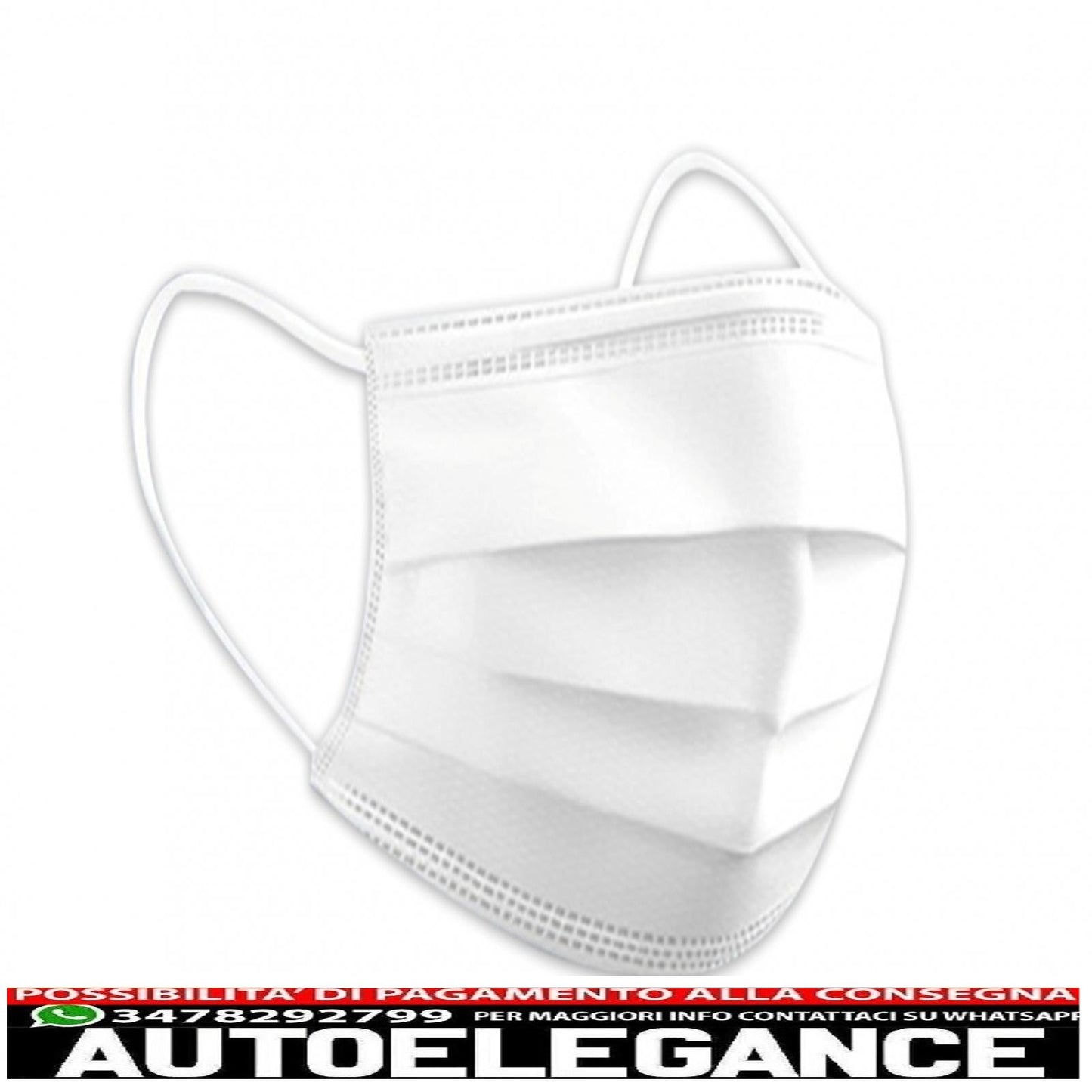 confezione da 50 mascherine protettive monouso con pieghe 3 strati unisex con fascia piegabile AUTOELEGANCERICAMBI