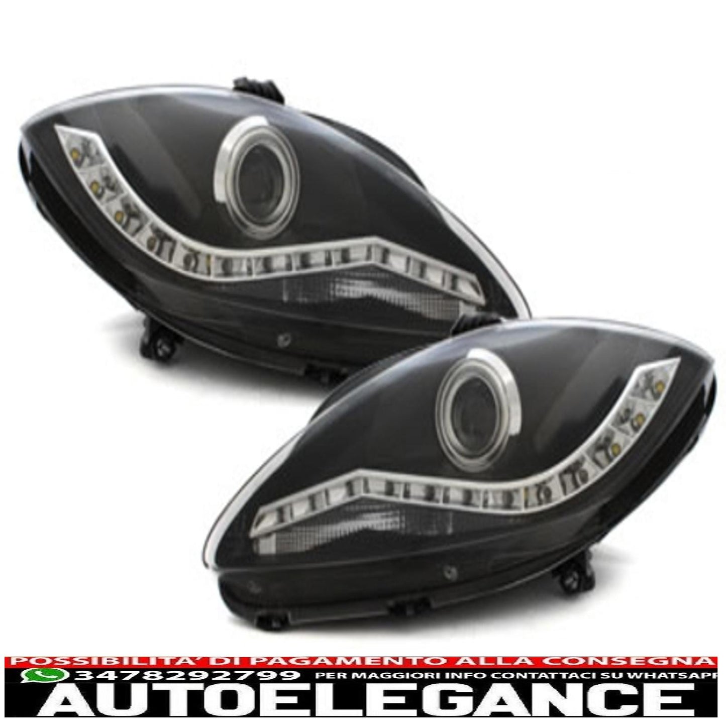 Dayline headlights suitable for Seat Leon 09+ black 