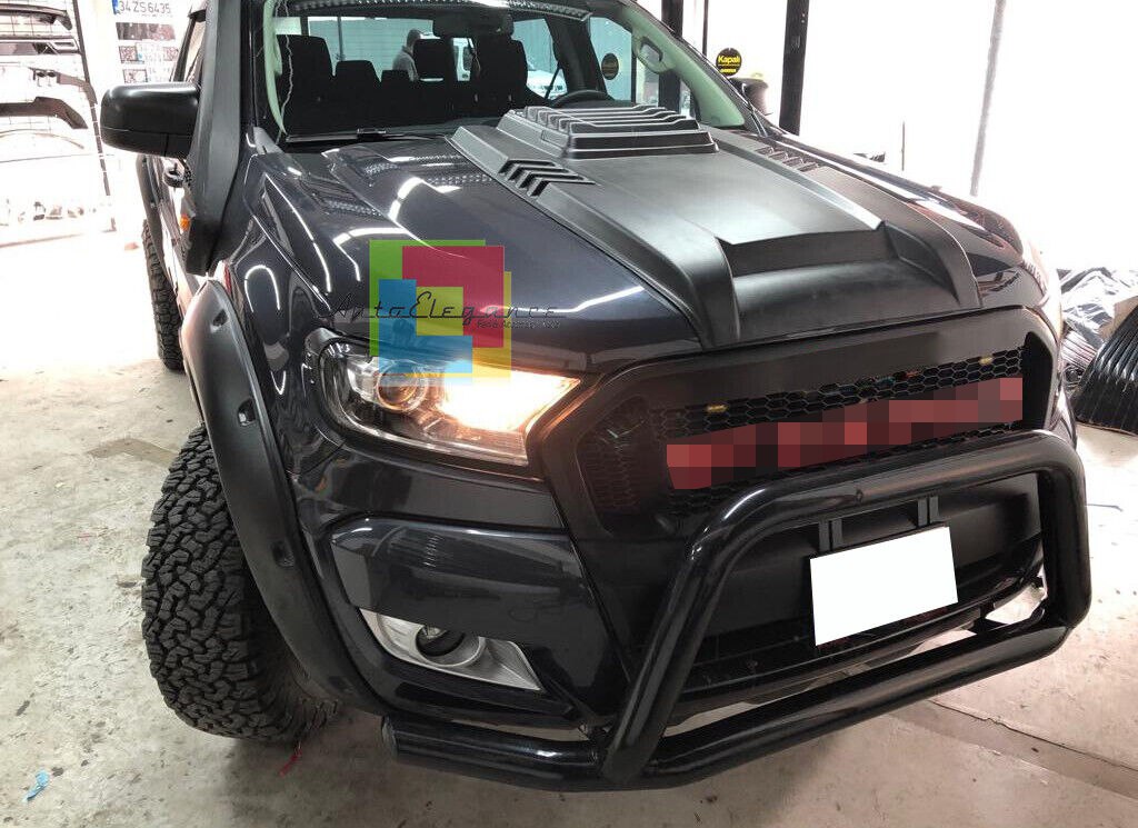 GRILLE SUITABLE FOR FORD RANGER T6 2015-2018 MATT BLACK + LED SPORT LOOK
