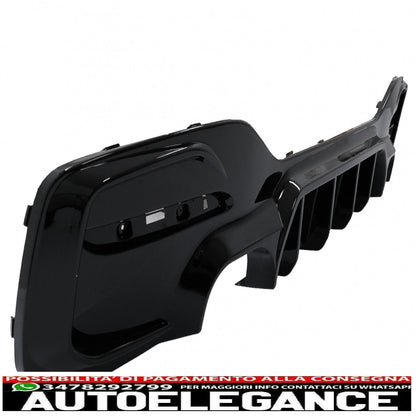 spoiler paraurti posteriore mantovana diffusore doppia uscita adatto per bmw serie 1 f20 f21 lci (2015-2019) nero pianoforte