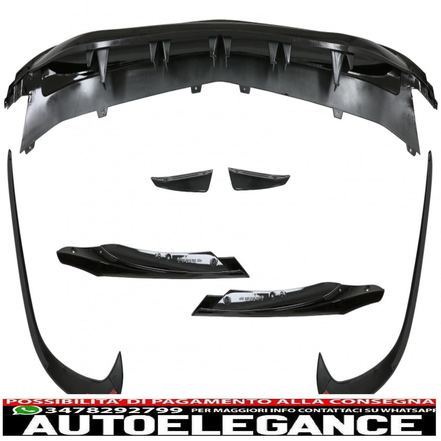 pacchetto diffusore posteriore e terminali di scarico con splitter anteriori e alette aerodinamiche adatto per mercedes classe A w176 (2015-2018) pacchetto sport