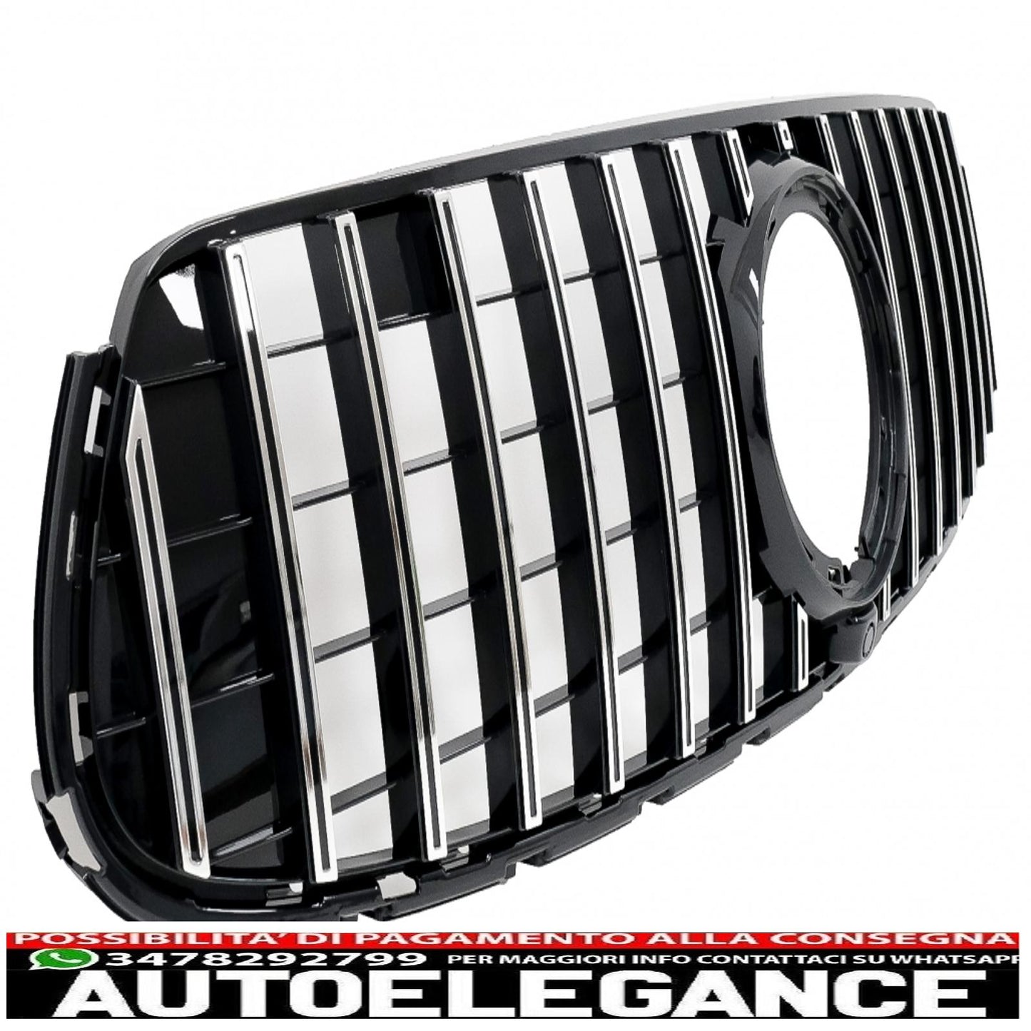 griglia anteriore centrale adatta per mercedes glc x253 c253 facelift (2020 in poi) gtr panamericana design nero cromato