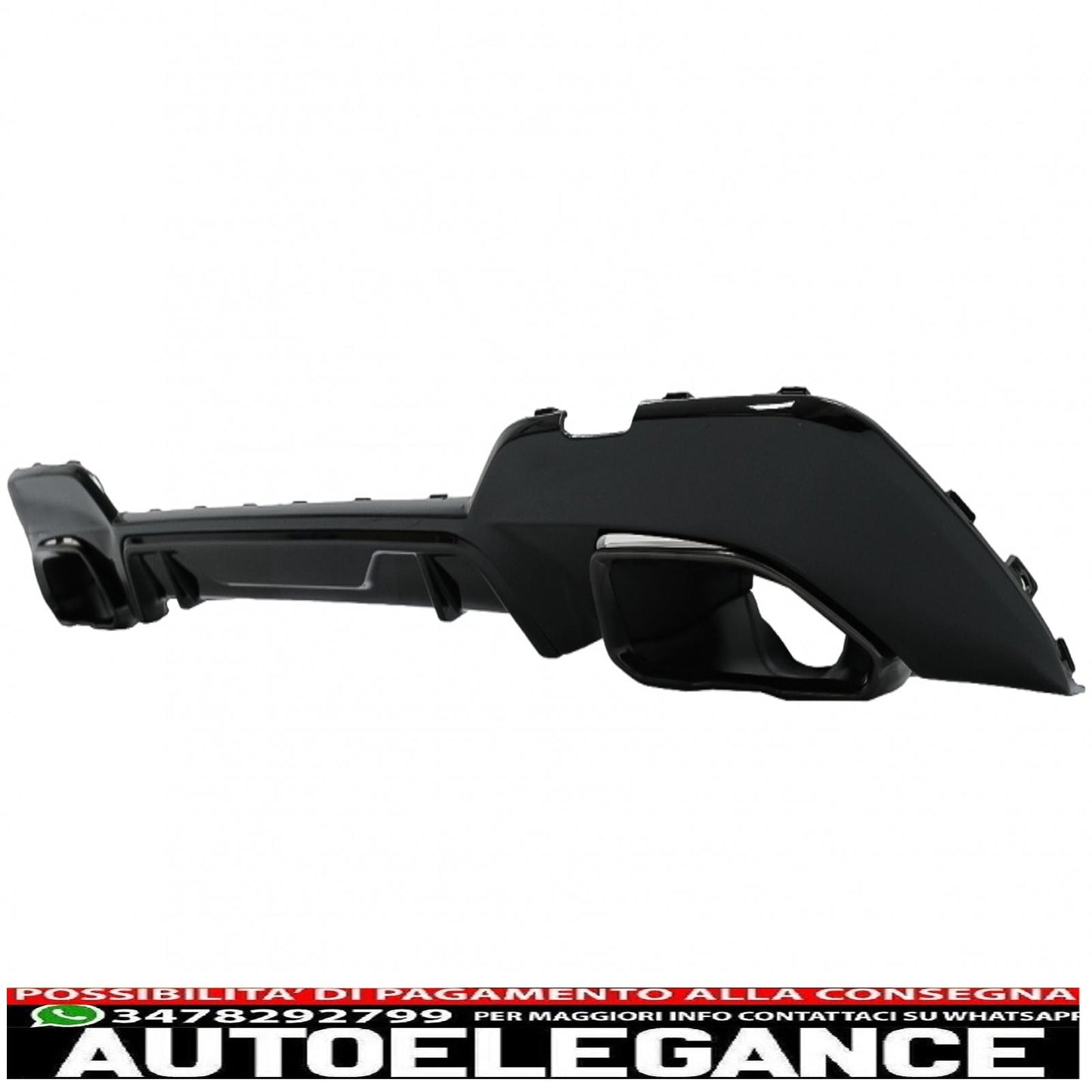 Diffusore mantovana per paraurti posteriore con terminali di scarico adatto per BMW Serie 3 G20 G28 Berlina G21 Touring (2018-up) M340i M Look Nero