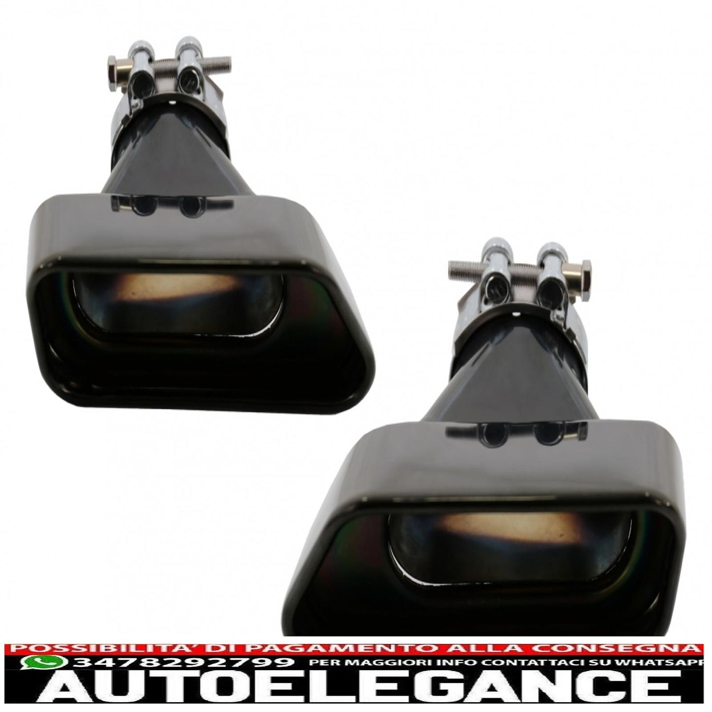 diffusore d'aria a doppia uscita adatto per bmw f10 serie 5 (2011-2017) design m-performance con terminali di scarico neri v8 lci design quadrato