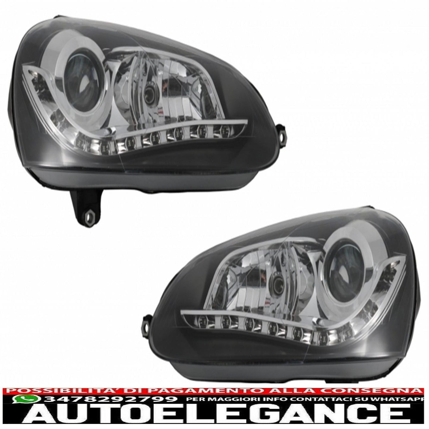 led drl headlights with osram cool blue intense h7 halogen headlight suitable for vw golf v 5 jetta 5 (2003-2009) black design
