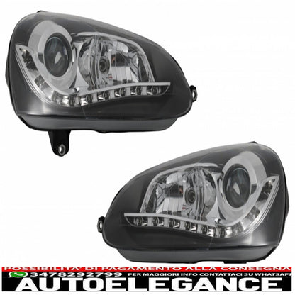 led drl headlights with osram cool blue intense h7 halogen headlight suitable for vw golf v 5 jetta 5 (2003-2009) black design