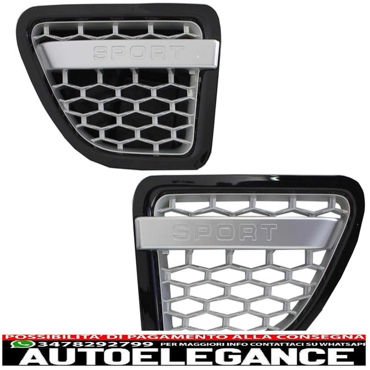 central grille and side vents group suitable for land rover sport l320 (2005-2008) autobiography look black silver edition