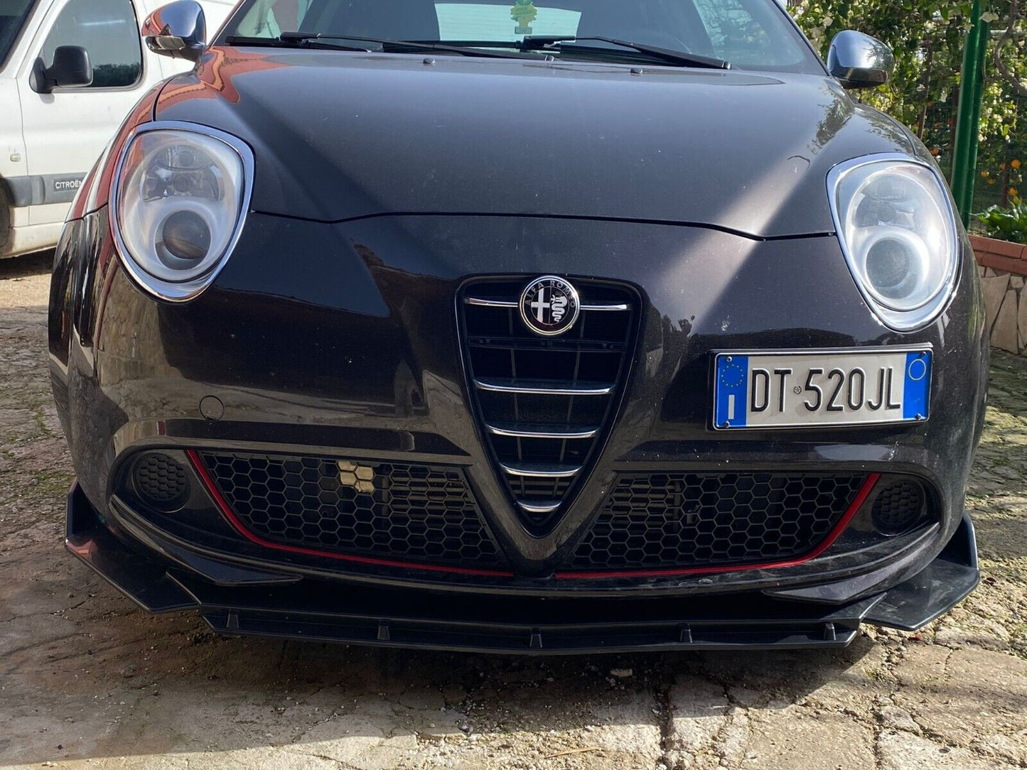 ALFA ROMEO MITO 2008+ LAMA SOTTO PARAURTI ANTERIORE NERO LUCIDO IN ABS SPLITTER AUTOELEGANCERICAMBI