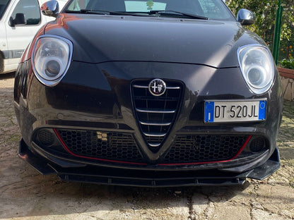 ALFA ROMEO MITO 2008+ LAMA SOTTO PARAURTI ANTERIORE NERO LUCIDO IN ABS SPLITTER AUTOELEGANCERICAMBI