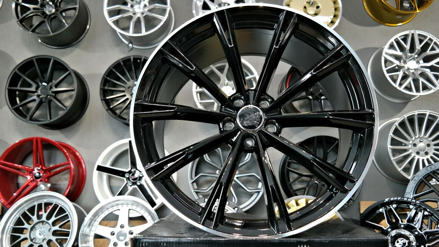 ADATTO per Audi A4 A5 A6 A7 A8 S LINE 20 inch 5x112 Abt Design Nero Lucido Ruote