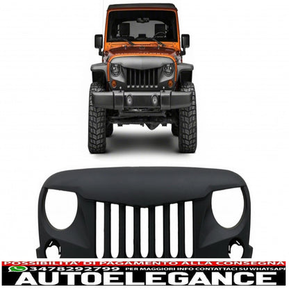 griglia anteriore centrale adatta per Jeep Wrangler / Rubicon JK (2007-2017) Eagle Eyes nero opaco