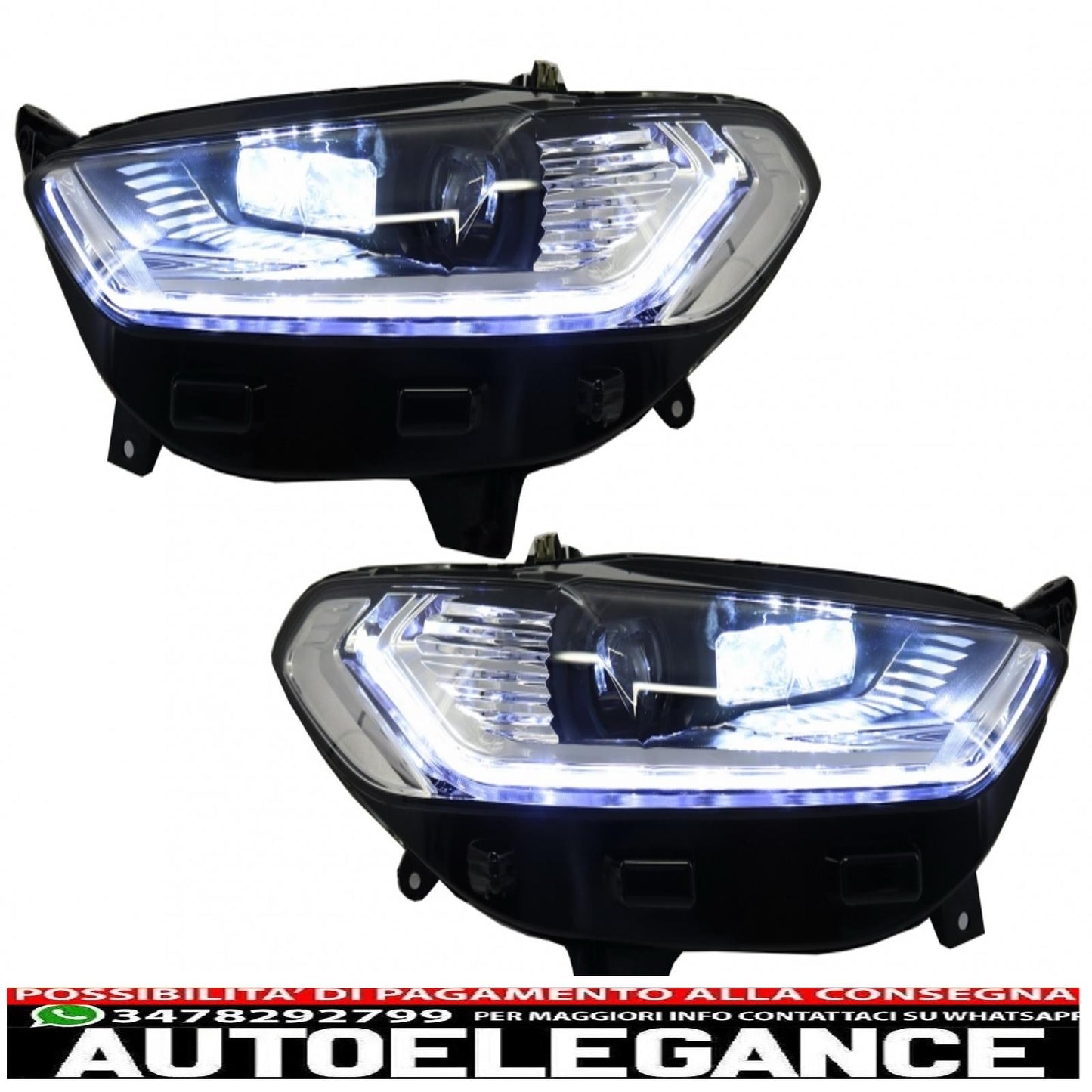 xenon look led drl headlights suitable for ford mondeo mk5 (2013-2016) dynamic and smooth sequential cornering lights chrome