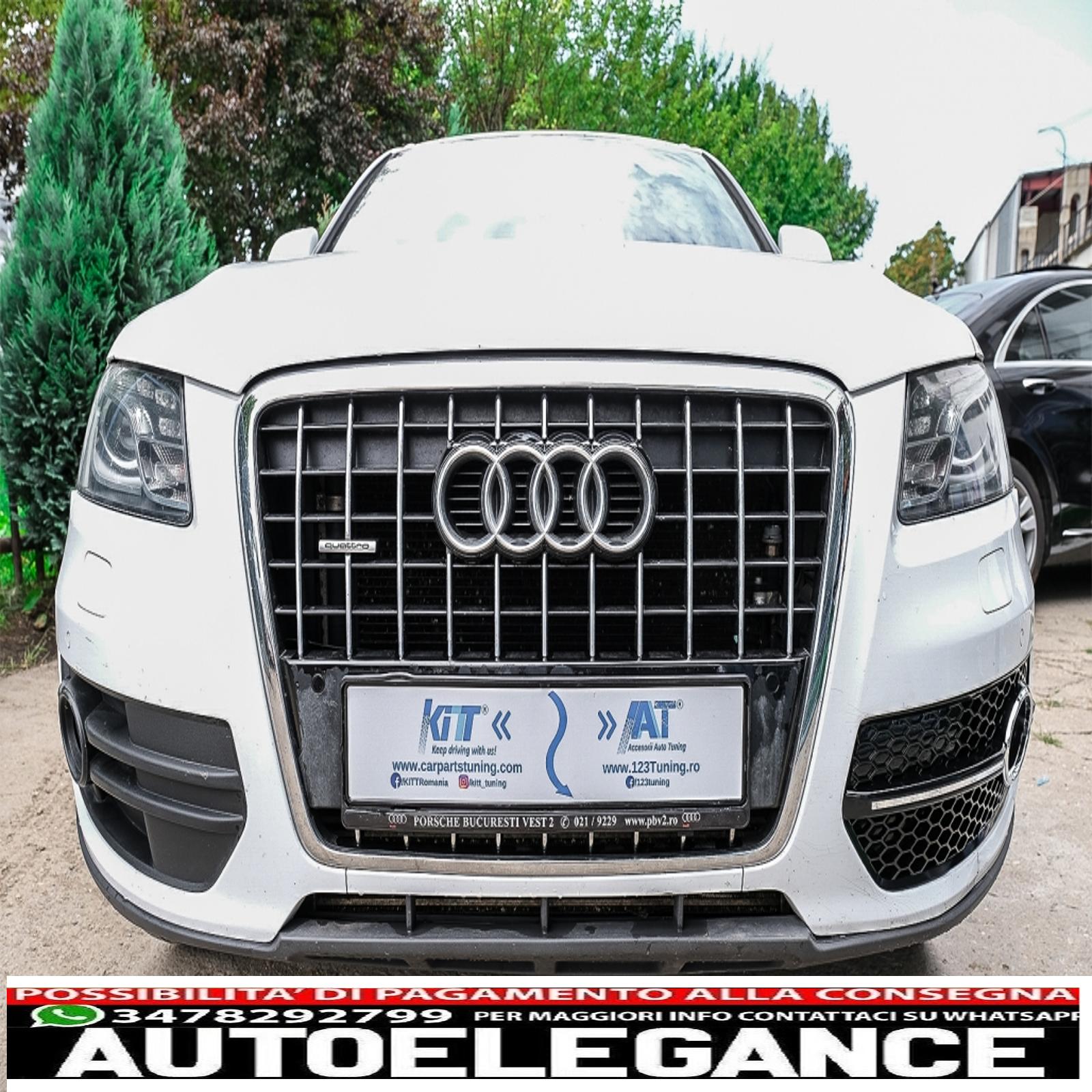 Copri fendinebbia griglie laterali adatto per audi q5 suv 8r (2008-2011) rs design piano nero cromato AUTOELEGANCERICAMBI