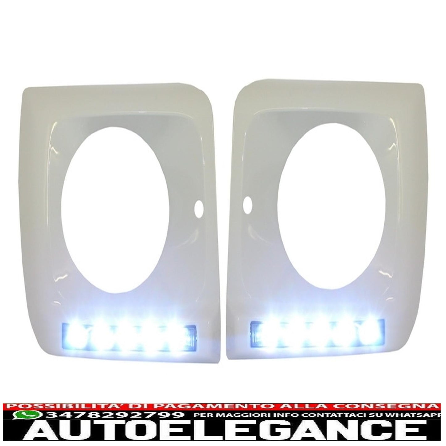 Copri fari bianchi con led drl luci di marcia diurna adatti per mercedes classe g w463 (1989-2012) g65 design cromato AUTOELEGANCERICAMBI