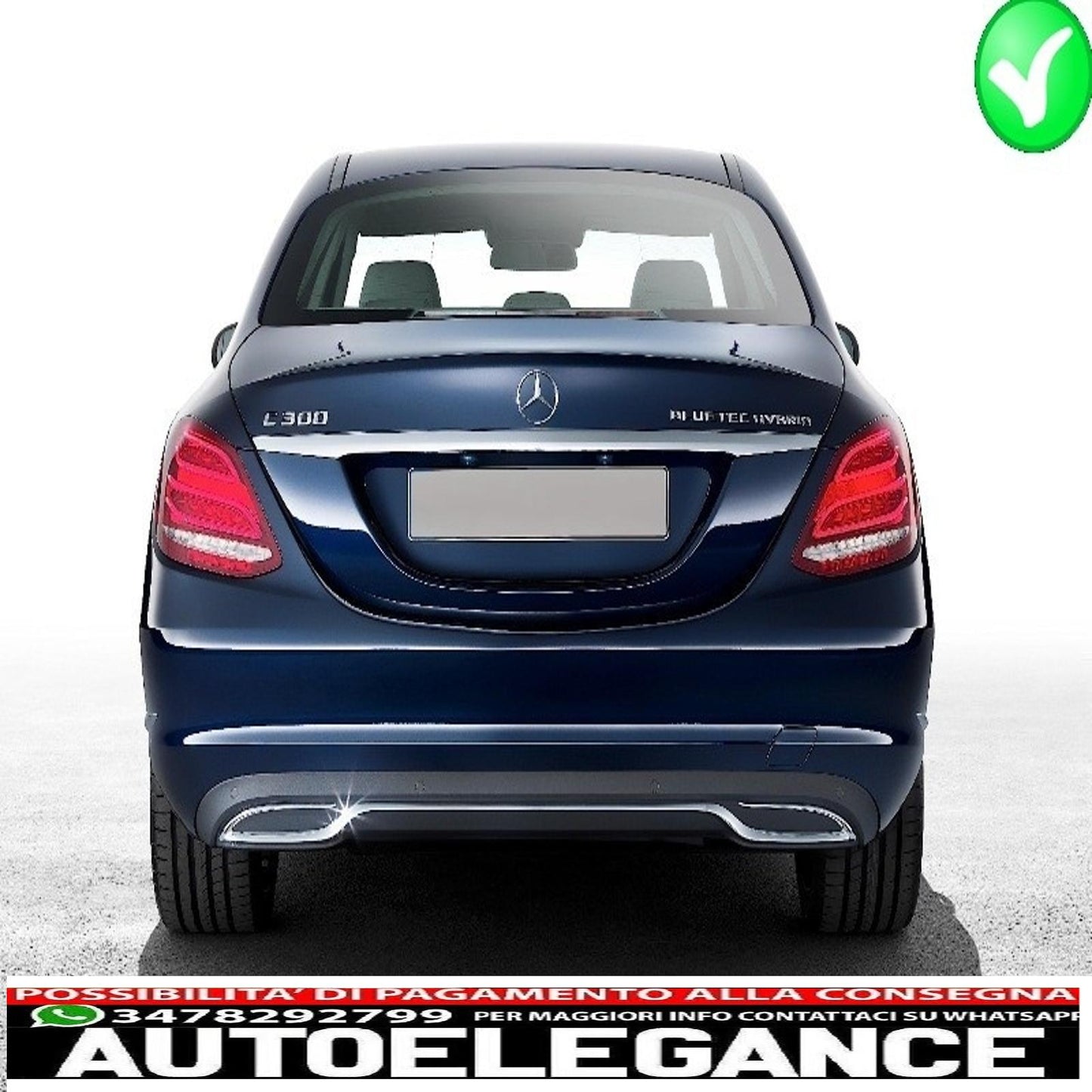 diffusore paraurti posteriore adatto per mercedes classe c w205 s205 standard (2014-2018) c63 look