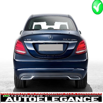 diffusore paraurti posteriore adatto per mercedes classe c w205 s205 standard (2014-2018) c63 look