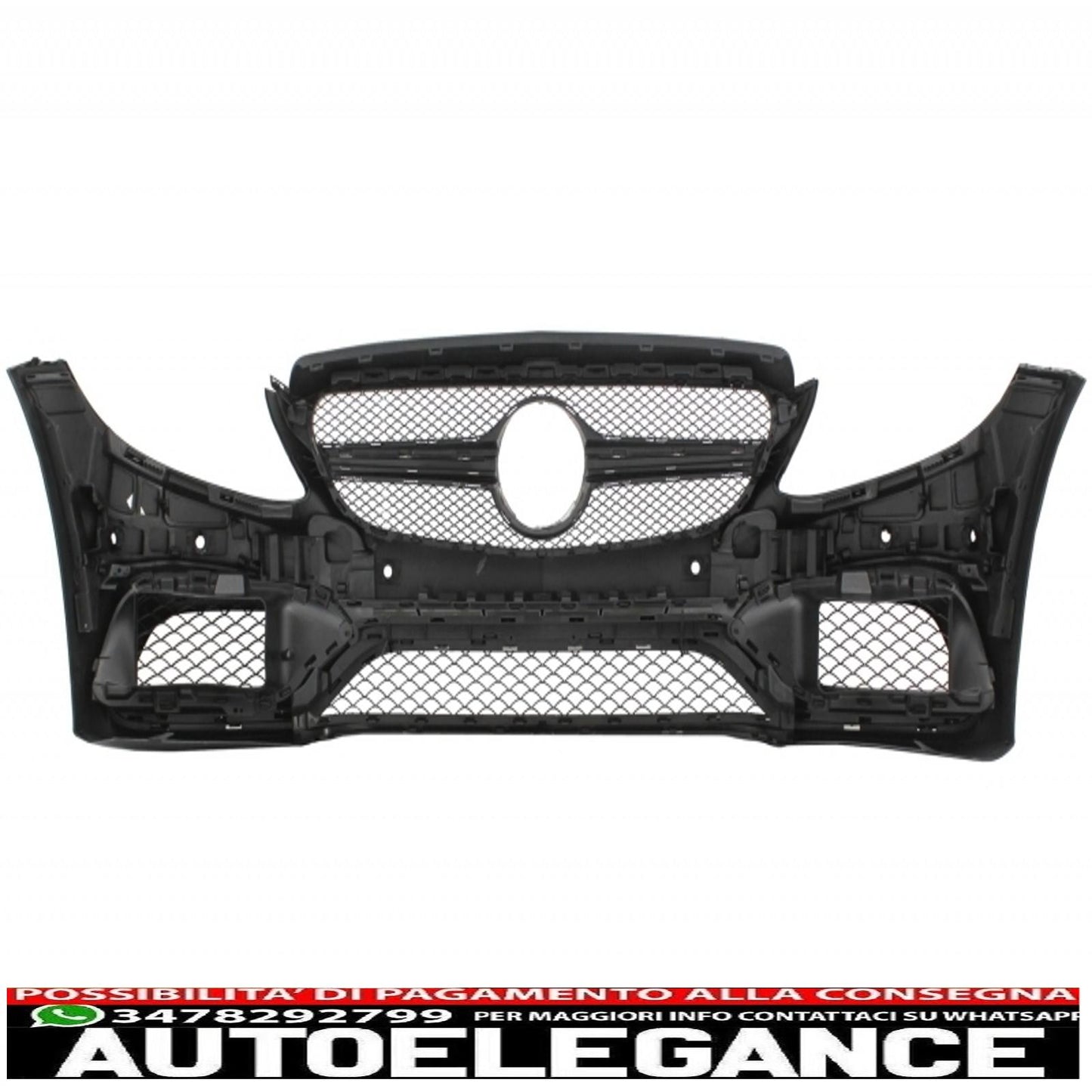 Paraurti anteriore adatto per mercedes classe c c205 a205 coupe cabriolet (2014-2019) con diffusore a mantovana per paraurti posteriore e spoiler per bagagliaio design c63s con punte argentate