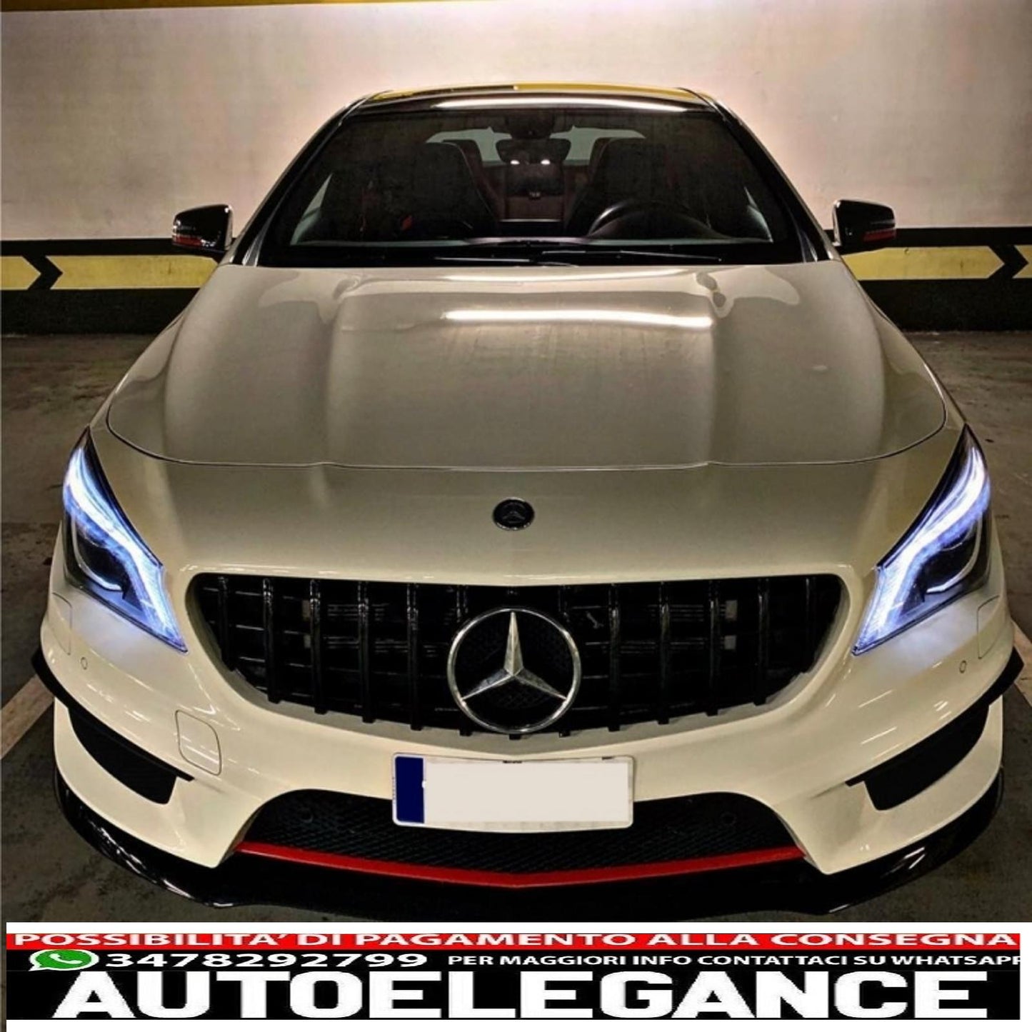 griglia anteriore centrale adatta per mercedes cla c117 x117 w117 facelift (2016-2018) cla45 gt-r design panamericana completamente nera