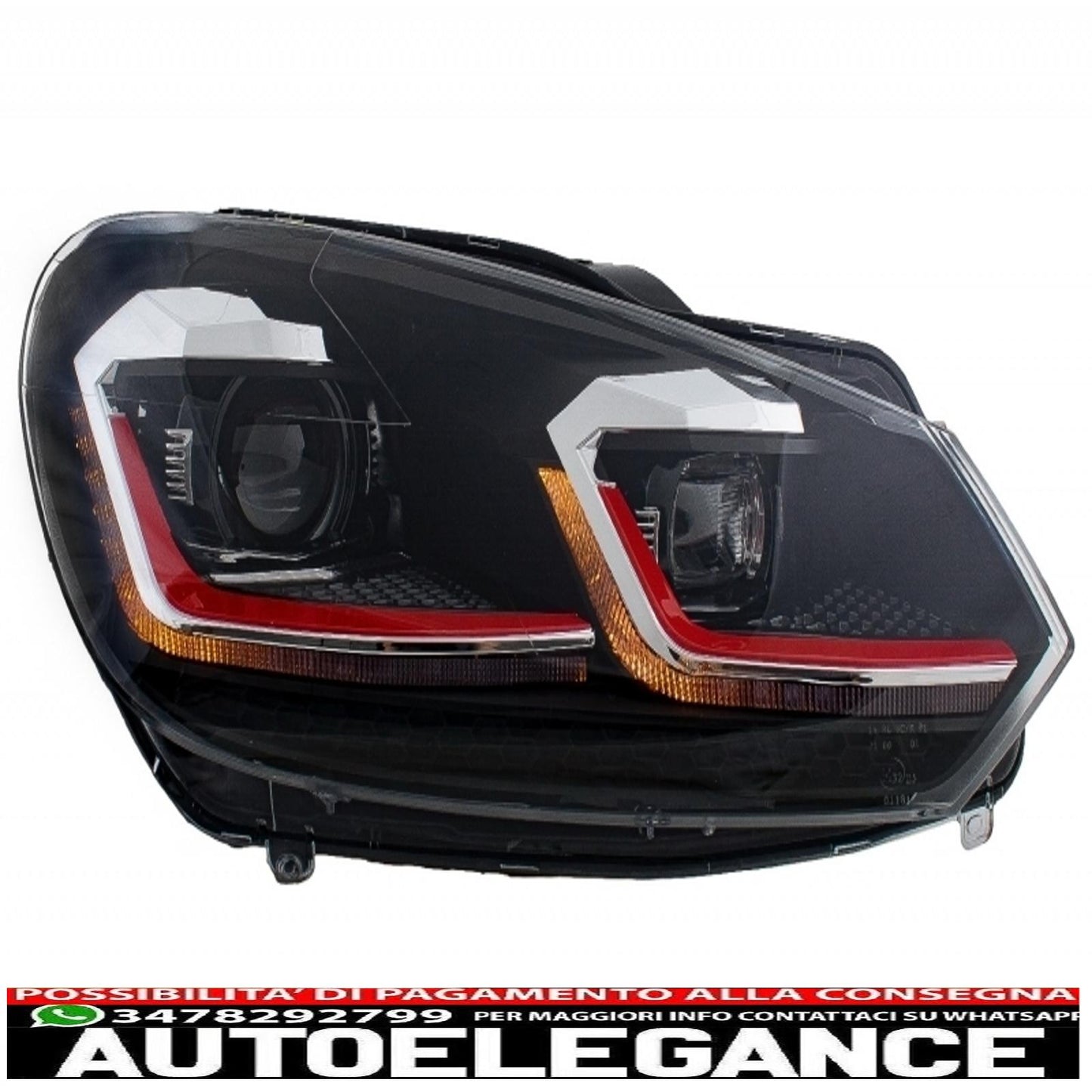 fari e fanali posteriori a led adatti per vw golf 6 vi (2008-2013) con restyling g7.5 gti look rossi fluenti indicatori di direzione sequenziali dinamici guida a sinistra