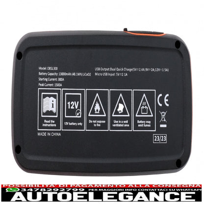 osram jump starter kit batteria start 300 12v obsl300