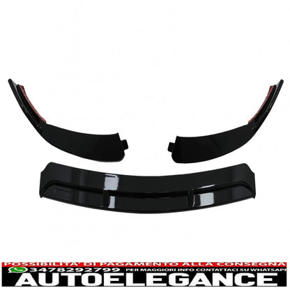 Front bumper spoiler lip suitable for mercedes c class w205 s205 a205 c205 facelift (2019-2021) piano black