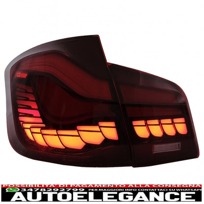 oled rear lights suitable for bmw 5 series f10 (2011-2017) transparent red with dynamic sequential turning light