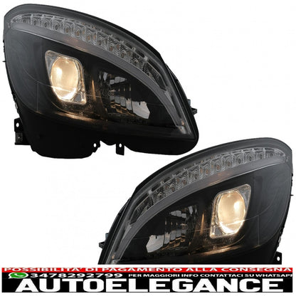 led headlights suitable for mercedes c class w204 s204 (2007-2010) black with dynamic sequential direction indicators 