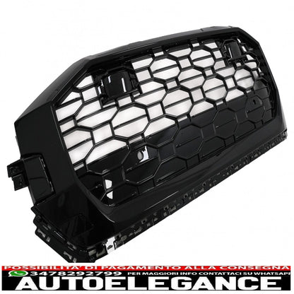 griglia anteriore centrale adatta per audi q8 (2018-up) design sportivo pianoforte nero
