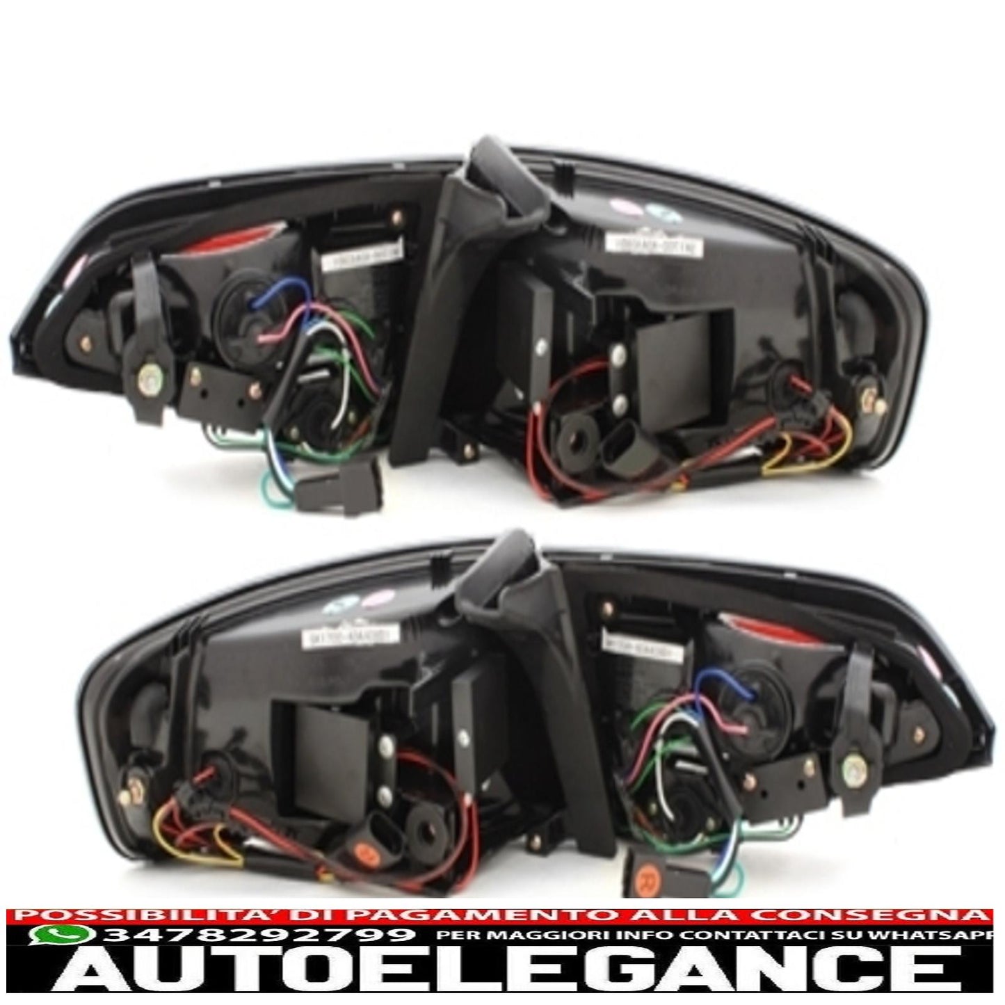 fanali posteriori a led con diffusore posteriore e terminali di scarico adatti per audi a4 b8 8k berlina (2007-2010) design rosso / trasparente rs4